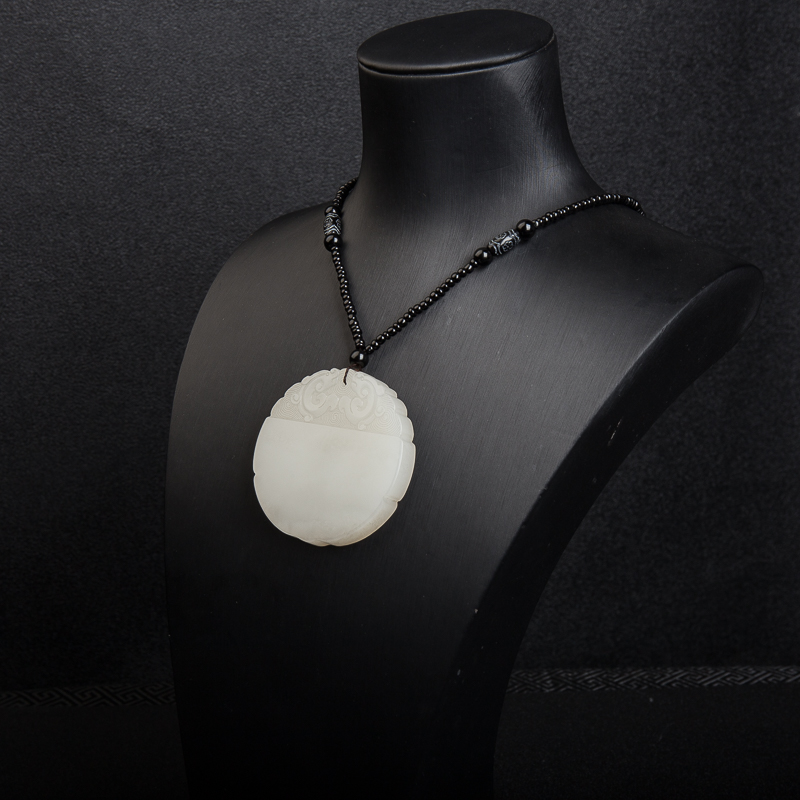 和田白玉双龙戏珠吊坠-红掌柜