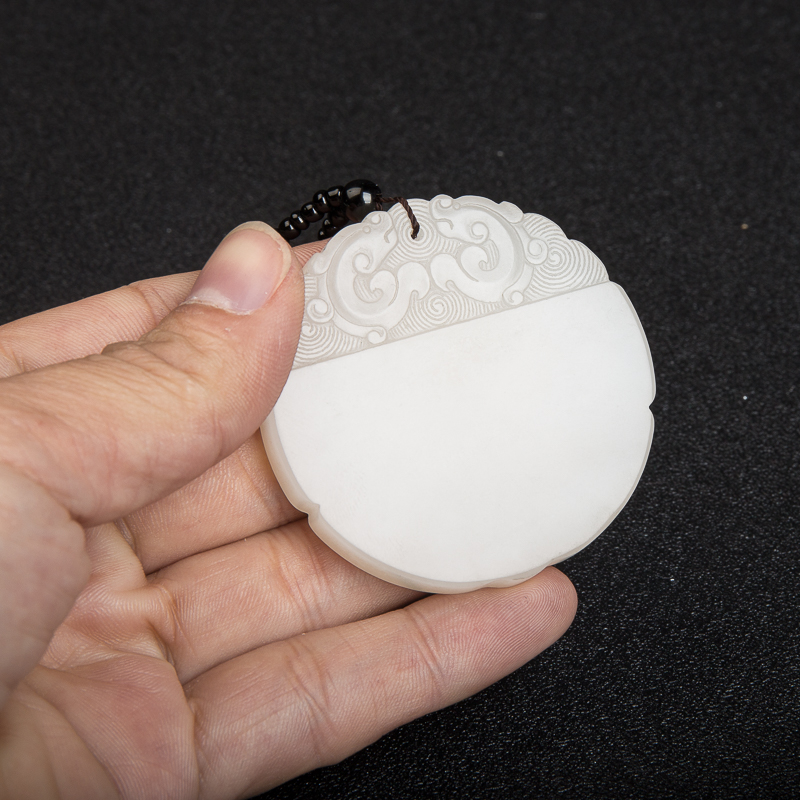 和田玉双龙戏珠吊坠-红掌柜