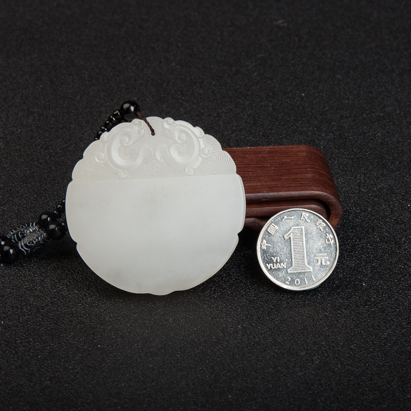 天然和田玉双龙戏珠吊坠-红掌柜