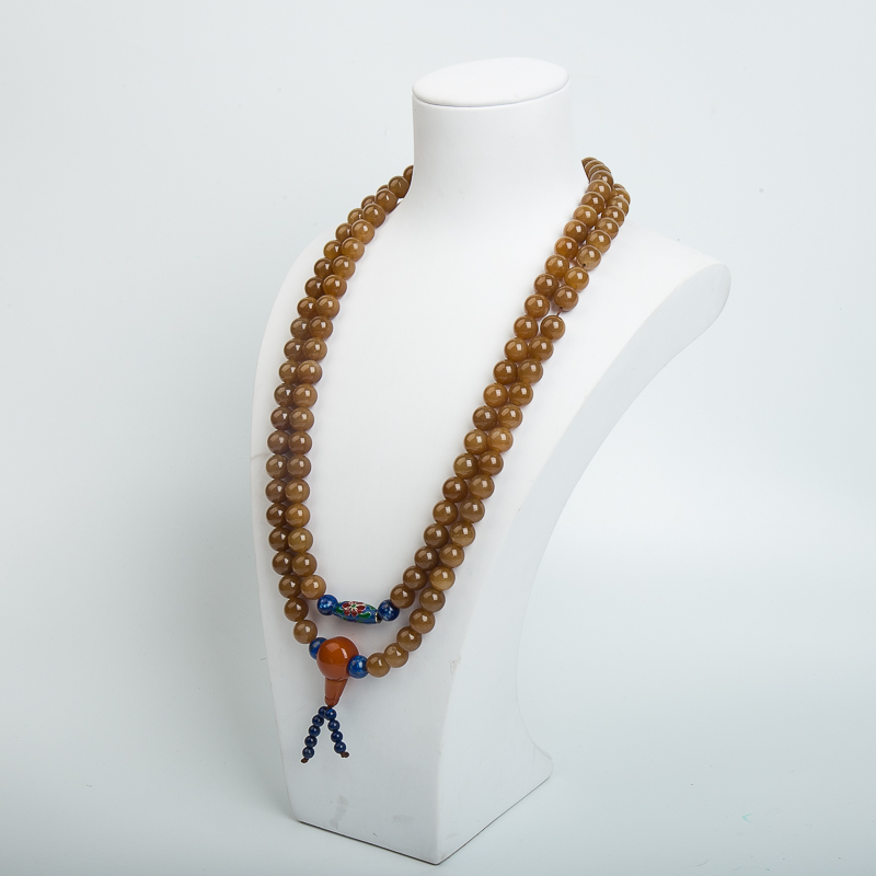 9.8mm山料和田玉佛珠-红掌柜