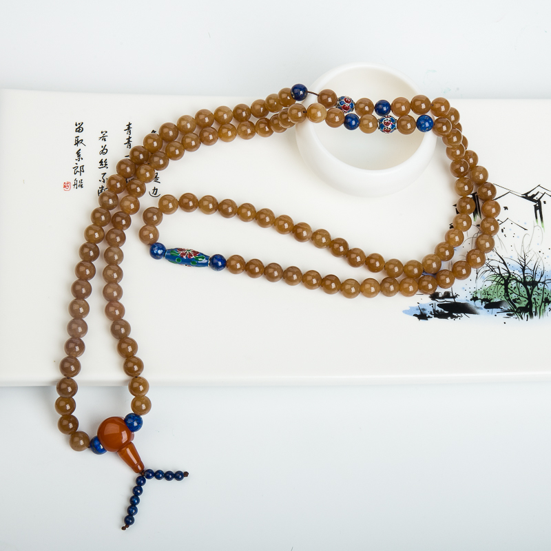 9.8mm山料和田糖玉佛珠-红掌柜