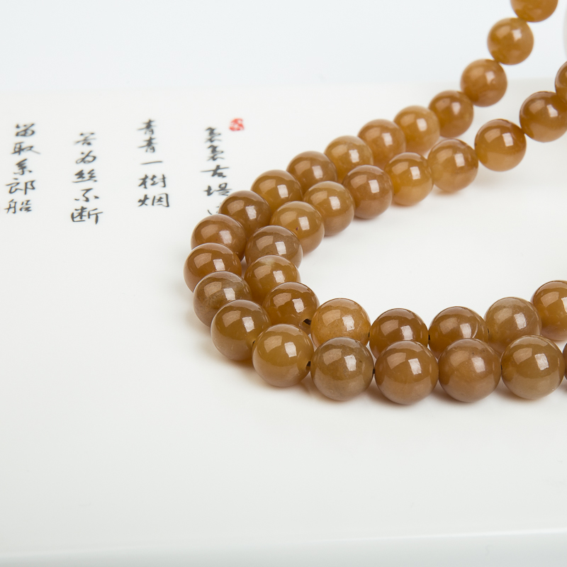 山料和田糖玉108佛珠-红掌柜