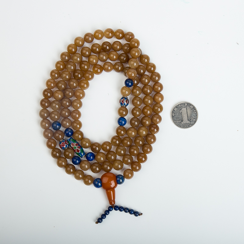 9.8mm山料和田糖玉108佛珠-红掌柜