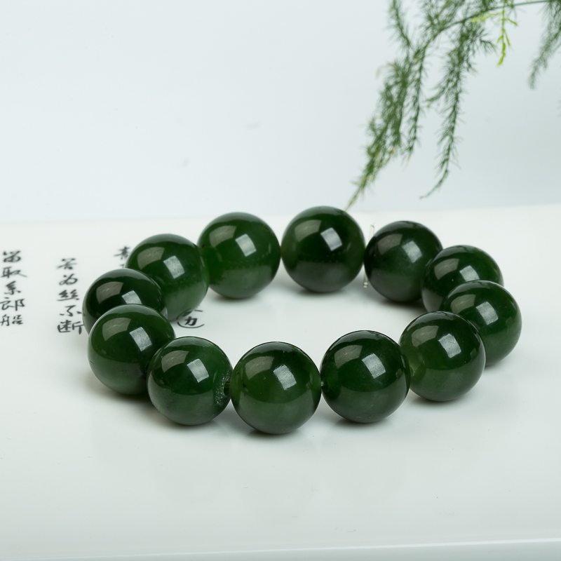 16.5mm和田玉单圈手串-红掌柜