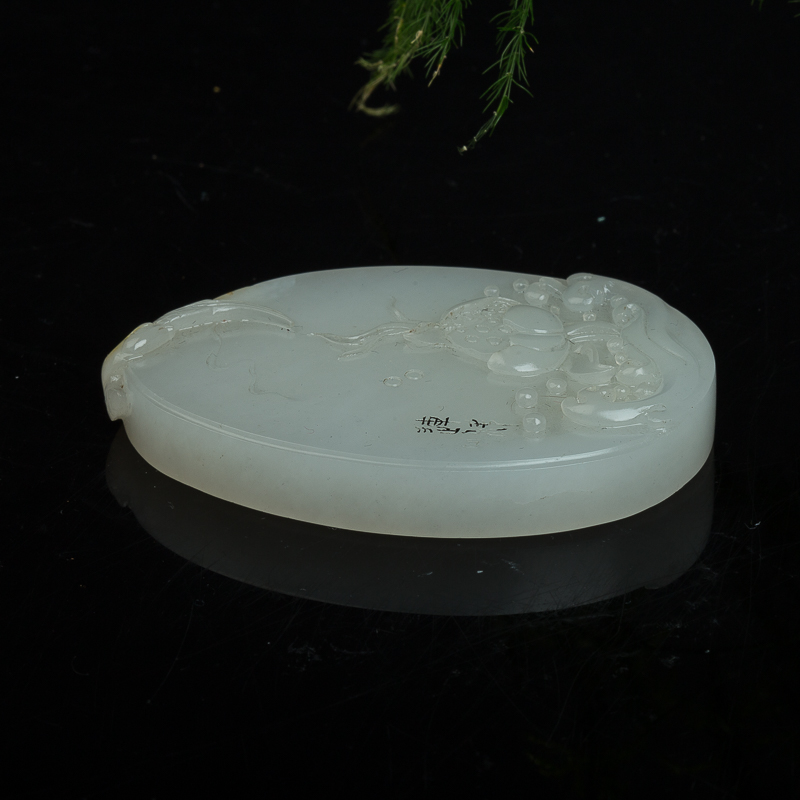 天然籽料和田白玉喜得联科吊坠-红掌柜