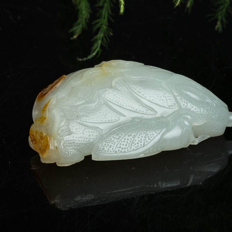 天然籽料俏色和田玉常百财吊坠-红掌柜