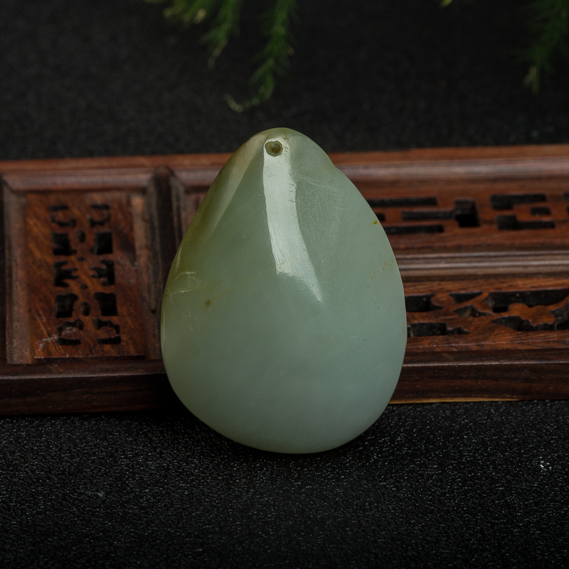 籽料和田青白玉花开富贵吊坠-红掌柜