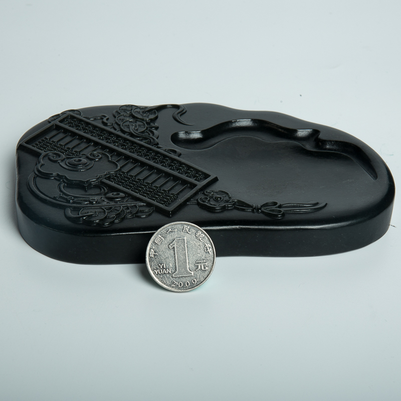 天然新疆山料和田青玉算盘砚台-红掌柜