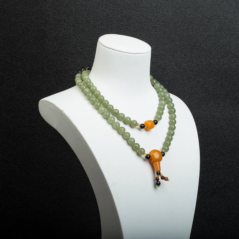 8.2mm天然俄罗斯山料和田玉多圈手串-红掌柜