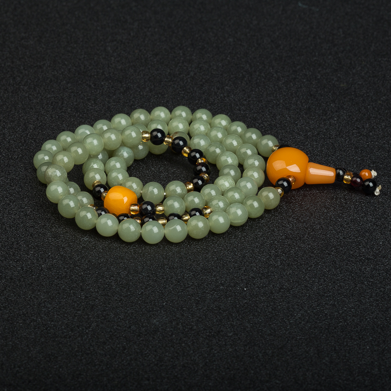 8.2mm天然俄罗斯和田青玉多圈手串-红掌柜