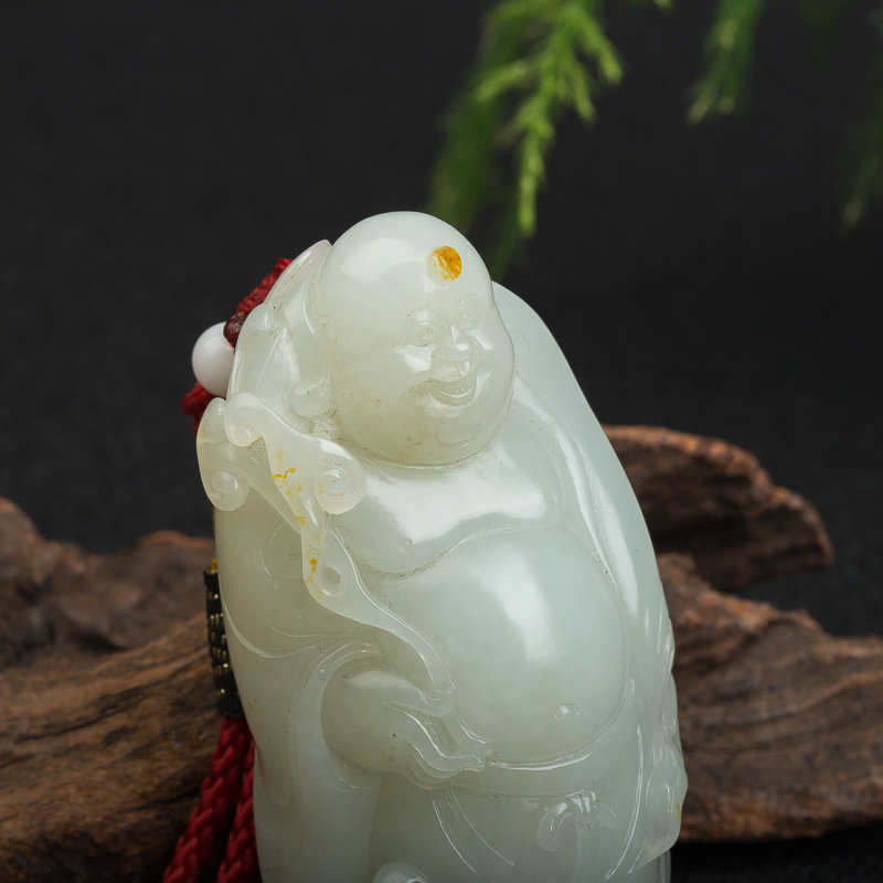 新疆天然籽料和田玉手把件-红掌柜