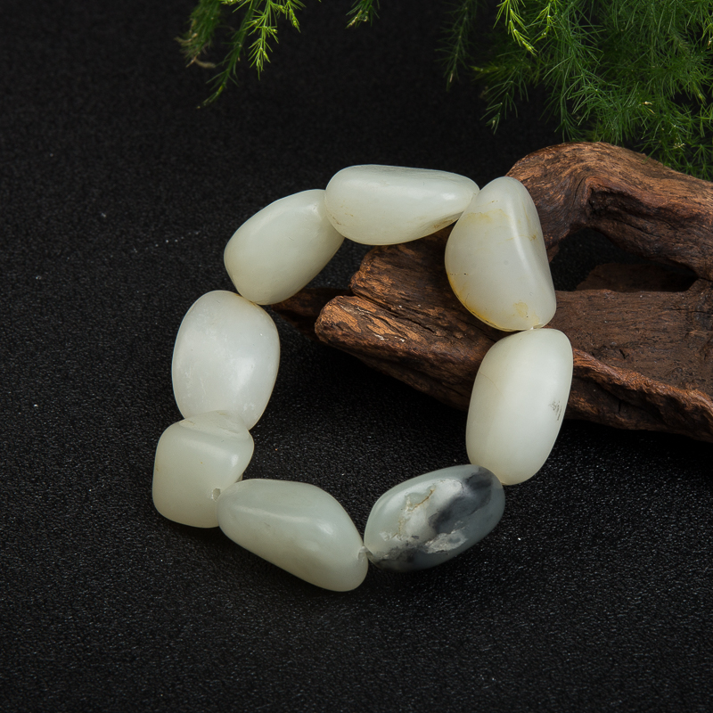 新疆和田玉原石单圈手串-红掌柜