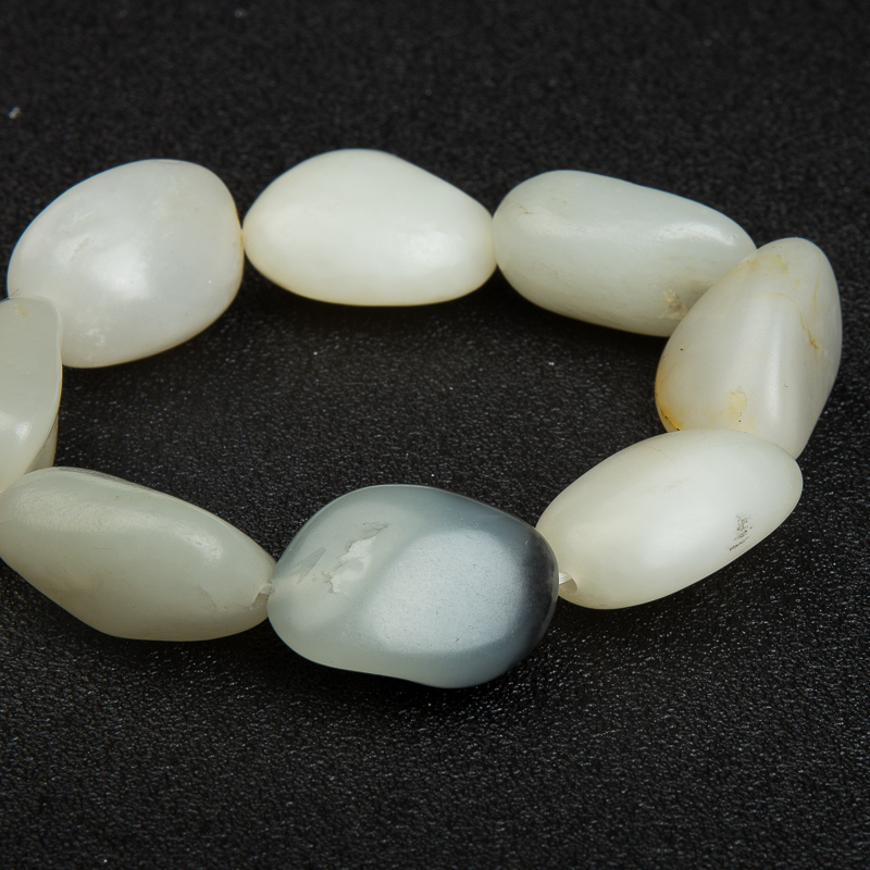 天然籽料和田玉原石单圈手串-红掌柜