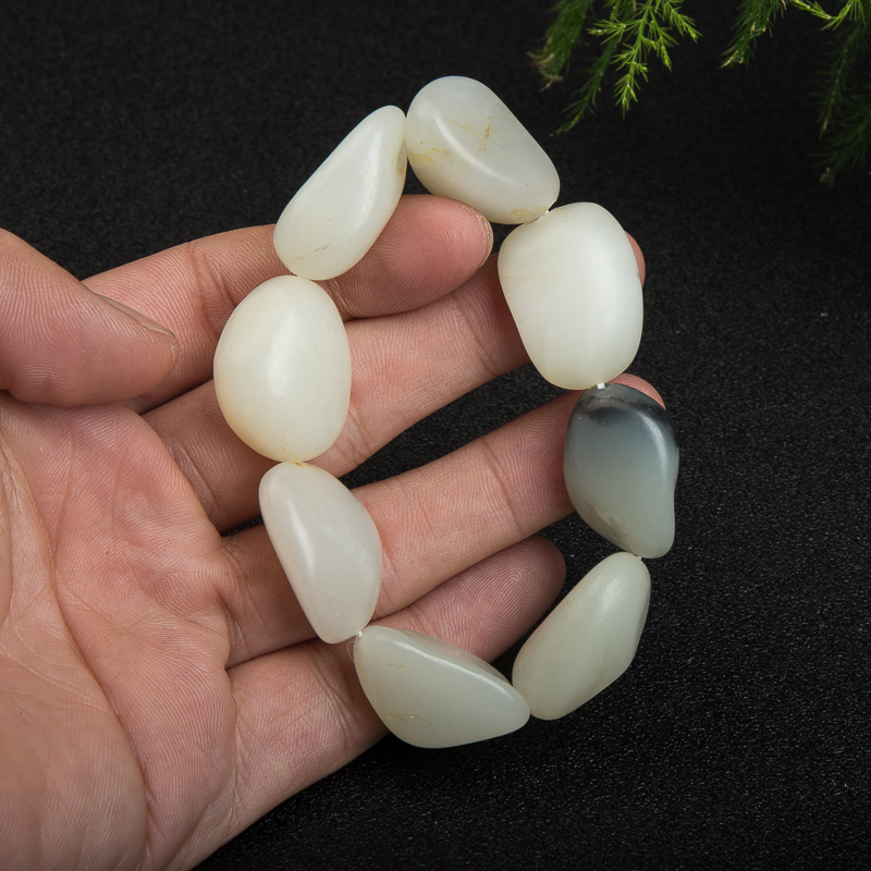 新疆天然籽料和田玉原石单圈手串-红掌柜