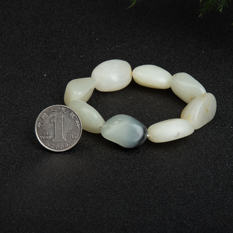 天然新疆籽料和田玉原石单圈手串-红掌柜