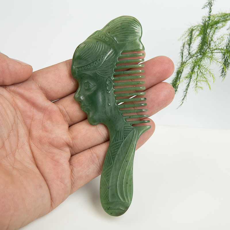 俄罗斯山料和田碧玉梳子-红掌柜