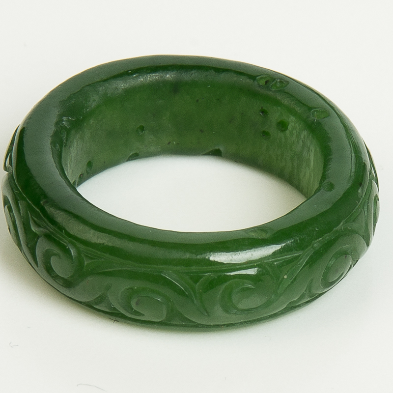 天然山料和田碧玉戒指-红掌柜