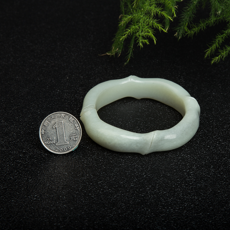 55.5mm俄罗斯山料和田青花玉竹节手镯-红掌柜