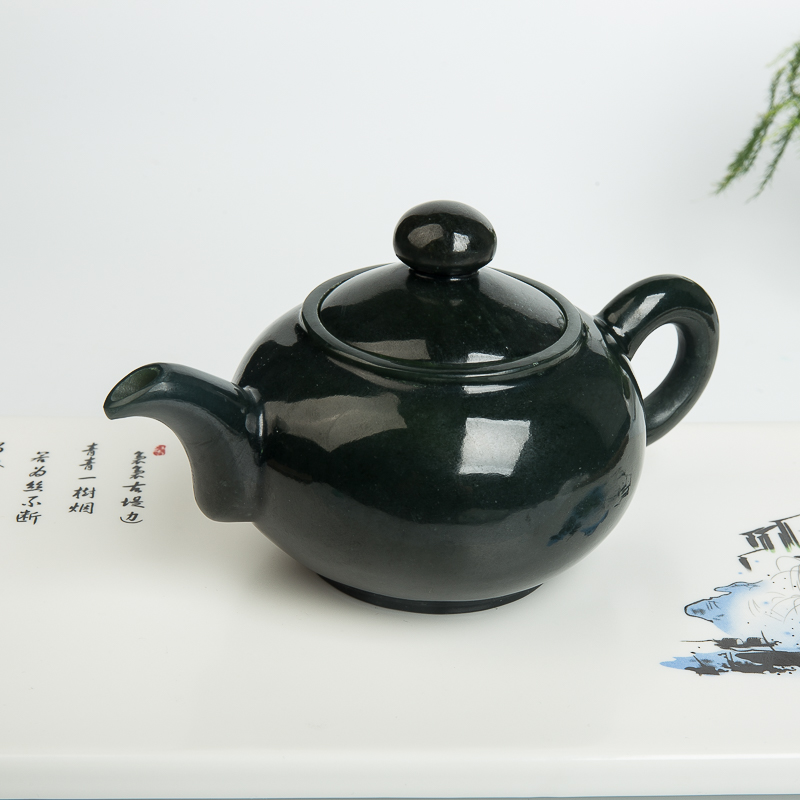 和田青玉茶壶摆件-红掌柜