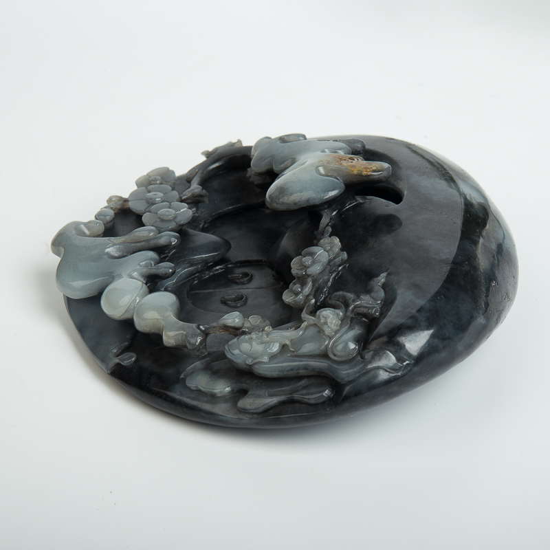 天然俄罗斯山料和田青花玉摆件-红掌柜