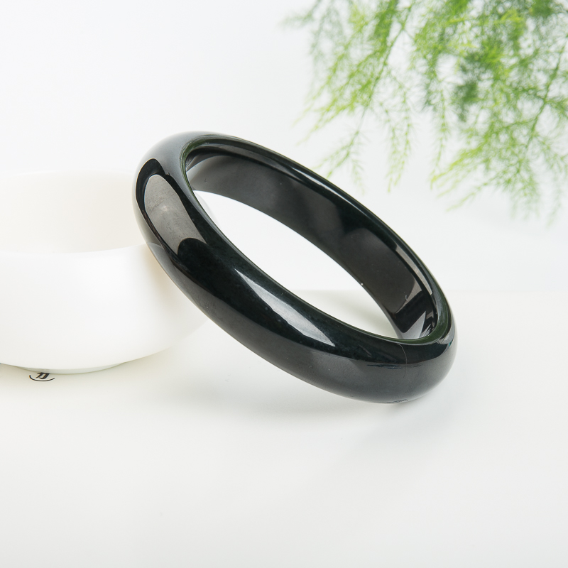 61mm天然新疆山料和田玉手镯-红掌柜