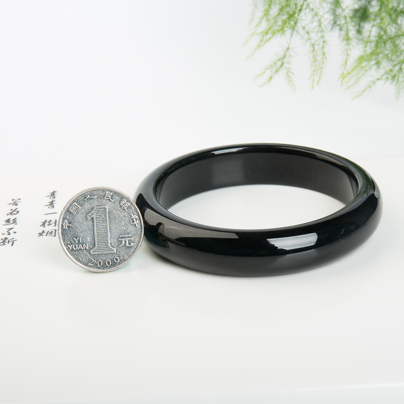 61mm天然新疆山料和田青玉手镯-红掌柜