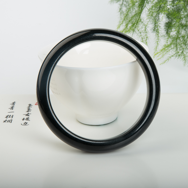 60mm天然山料和田青玉手镯-红掌柜