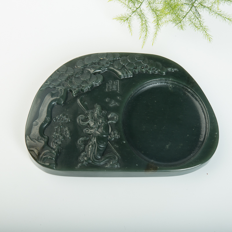 和田玉关羽砚台-红掌柜