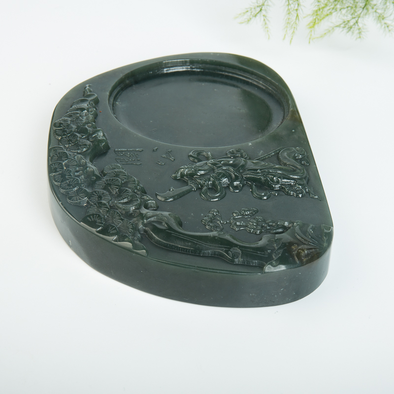 天然新疆山料和田青玉砚台-红掌柜