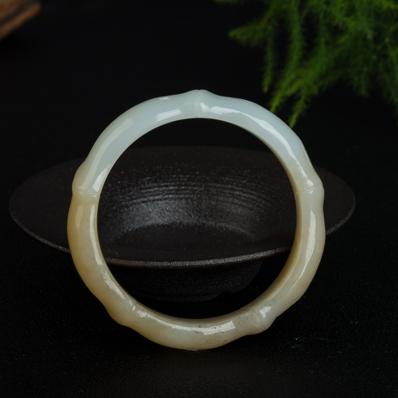 57mm天然俄罗斯和田糖玉竹节手镯-红掌柜