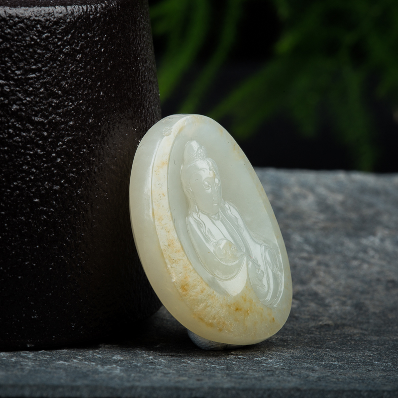 籽料和田白玉观音吊坠-红掌柜