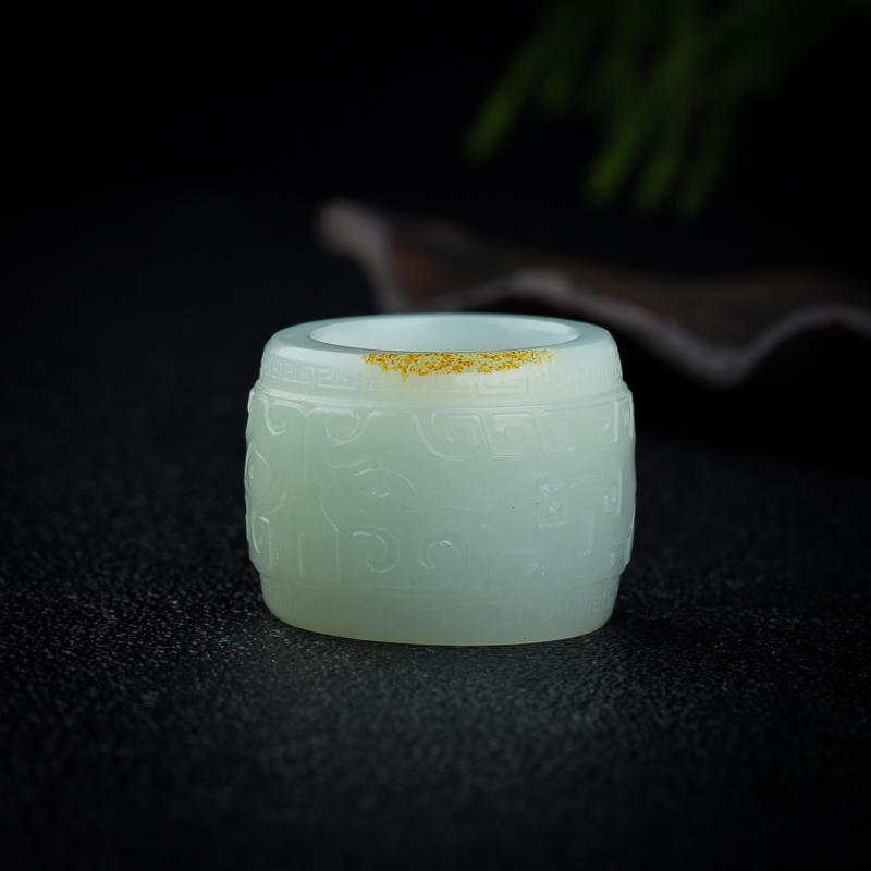 天然和田玉扳指-红掌柜