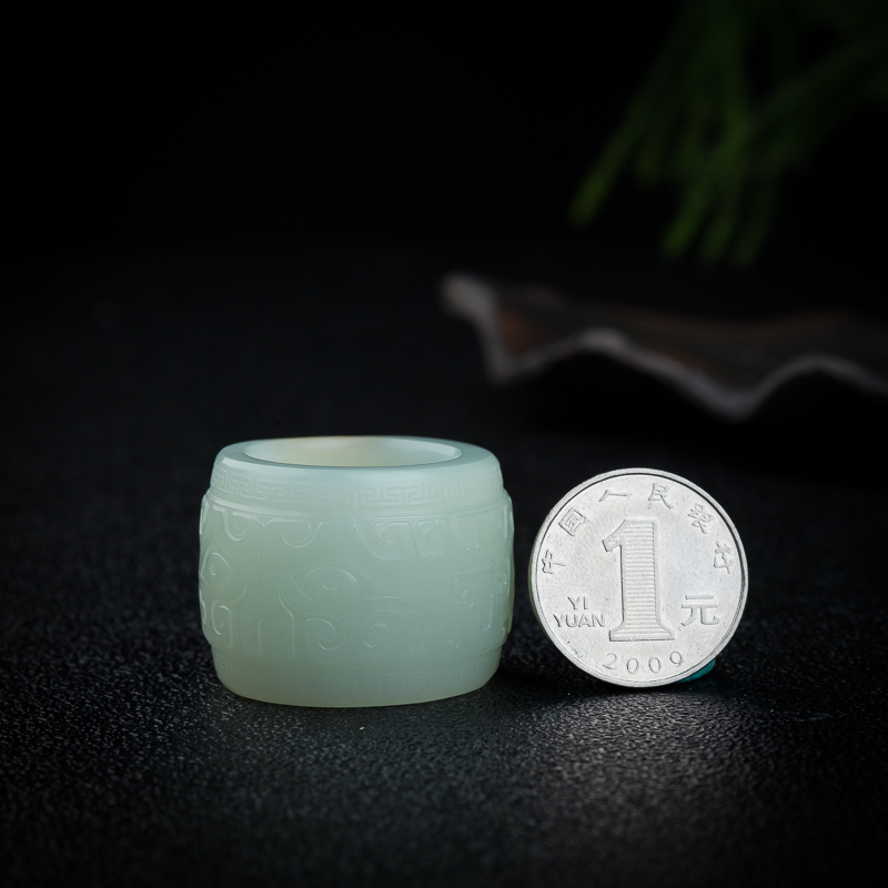 天然和田玉扳指-红掌柜