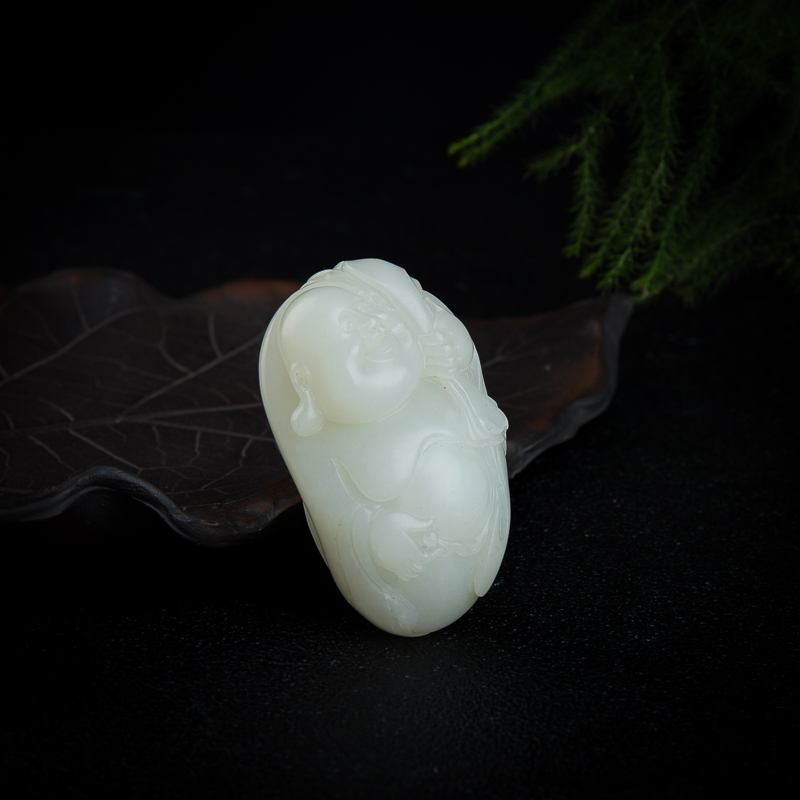 籽料和田白玉布袋和尚两用款-红掌柜