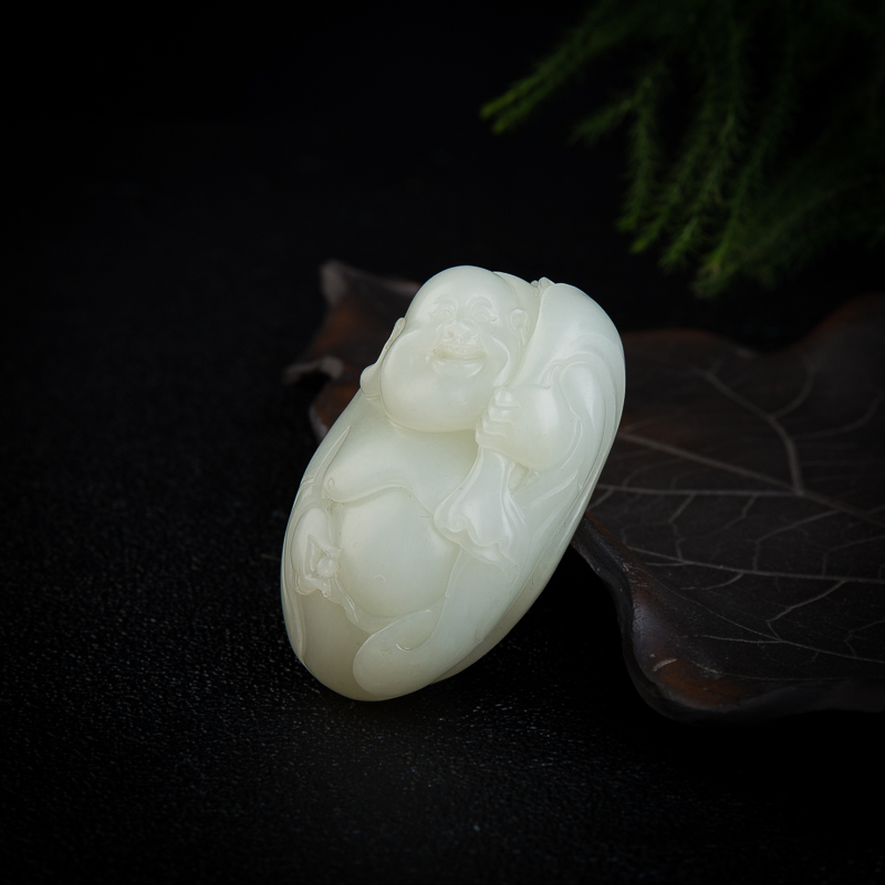 天然和田白玉布袋和尚两用款-红掌柜