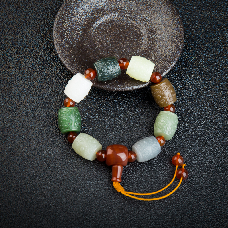 山料和田玉多宝手串-红掌柜