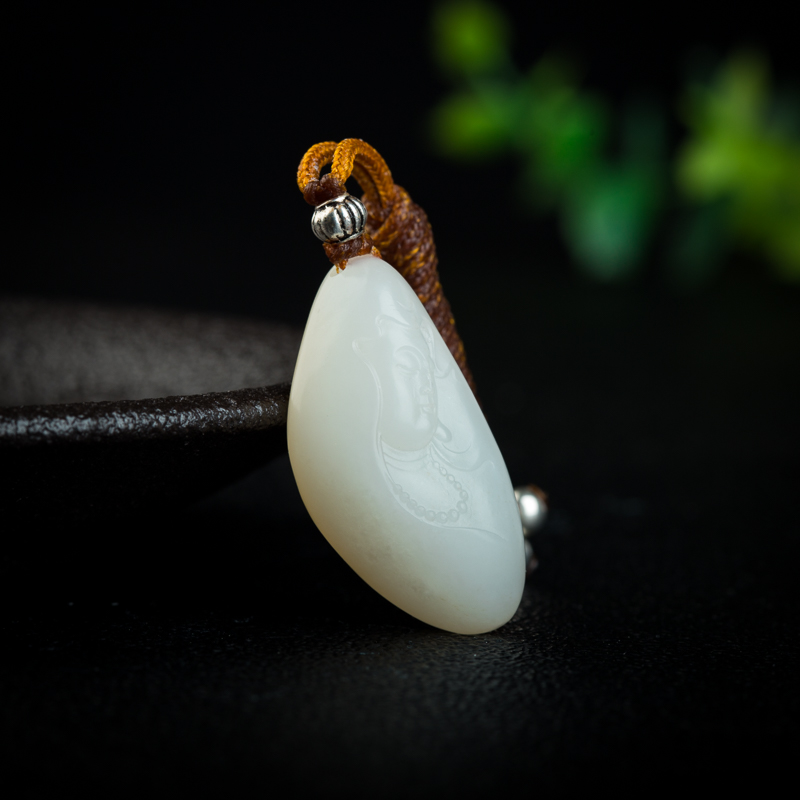 和田白玉观音吊坠-红掌柜