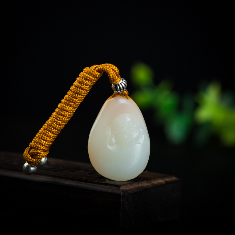 籽料和田白玉弥勒佛吊坠-红掌柜