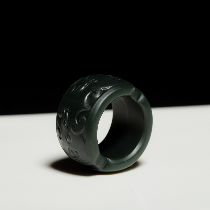 天然新疆山料和田青玉扳指-红掌柜