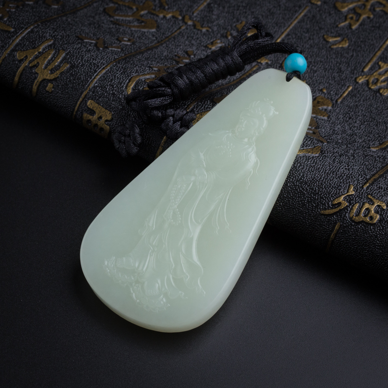 和田玉观音挂坠-红掌柜