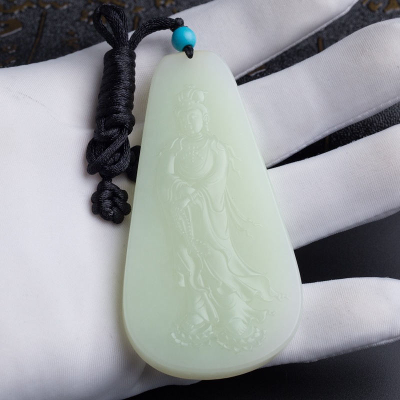 和田玉观音牌-红掌柜