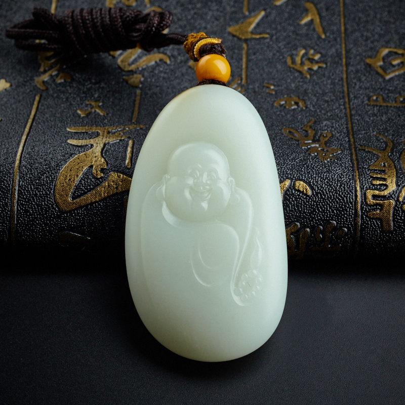 天然新疆和田玉佛牌吊坠 - 红掌柜
