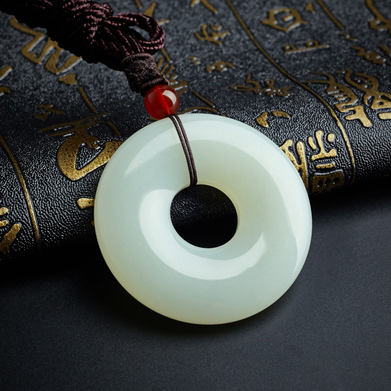 新疆天然和田玉平安扣吊坠-红掌柜