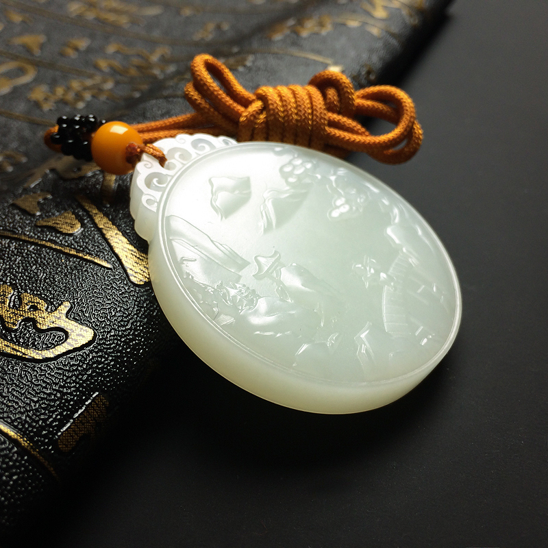 和田白玉山水吊坠-红掌柜