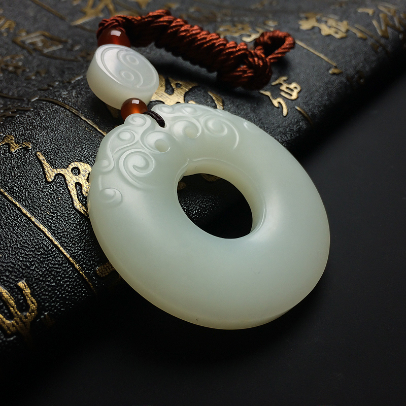 和田玉平安扣挂坠-红掌柜