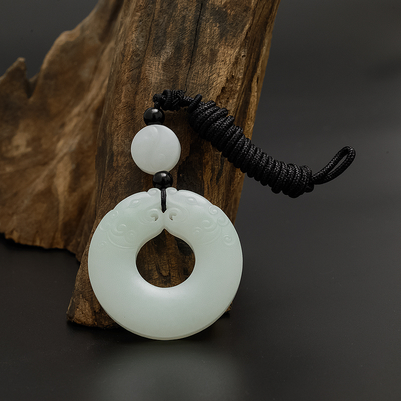 和田玉仿古龙纹平安扣吊坠-红掌柜