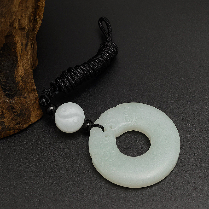 俄料天然和田玉平安扣吊坠-红掌柜