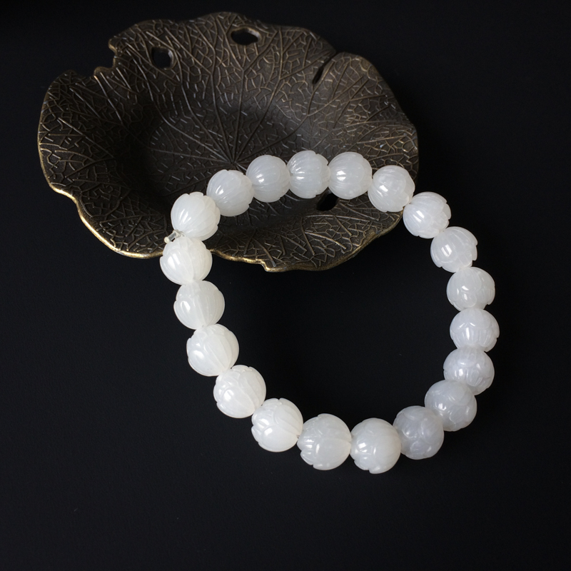 和田玉莲花手串-红掌柜