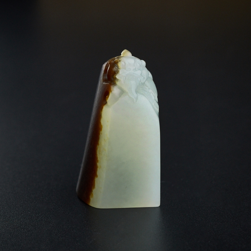 新疆籽料带皮和田玉青白玉印章 - 红掌柜