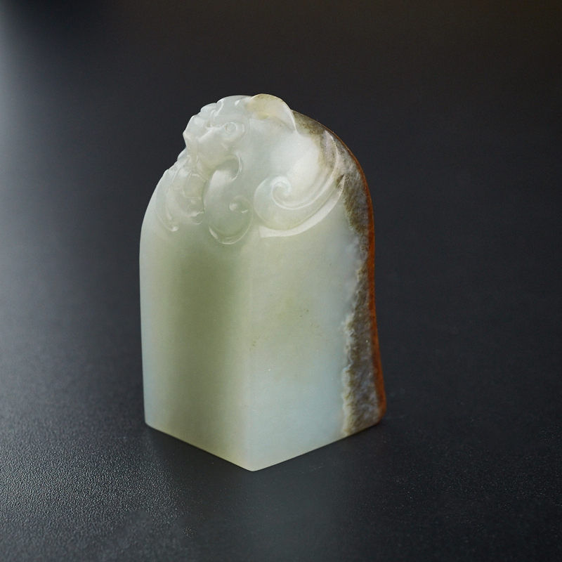 和田玉青白玉印章 - 红掌柜